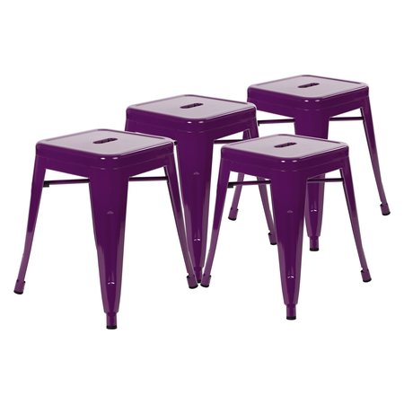 Flash Furniture 4 Pack 18 Inch Purple Metal Stool ET-BT3503-18-PR-GG